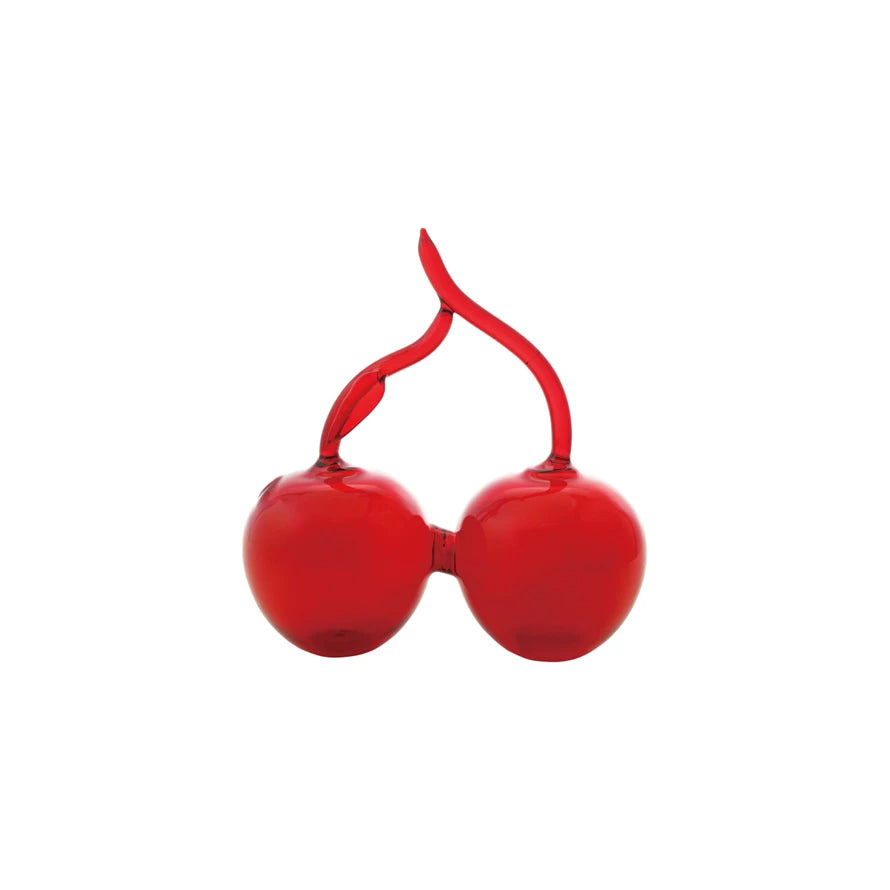 Vase Cherries Shaped Red Hand-Blown Glass