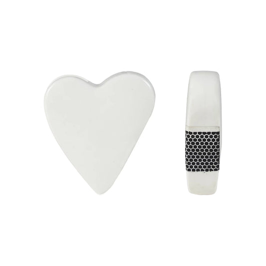 Match Holder Heart Shaped with Striker White Stoneware