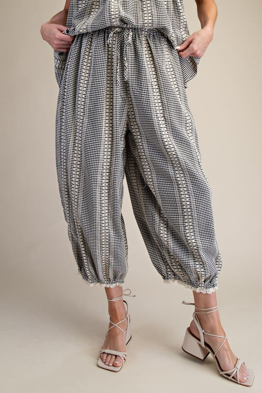 PANTS GINGHAM EMBROIDERY DETAILING ALADI