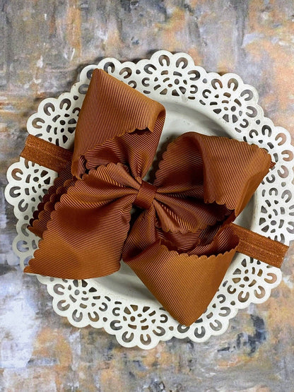 Headband Oversize Scalloped Bow - 5.5"