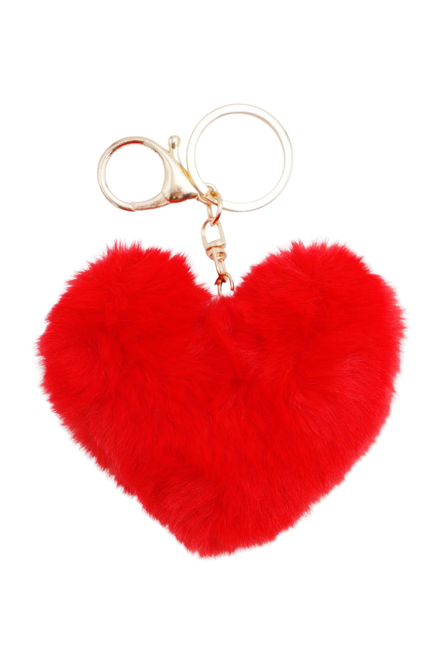 Key Chain Heart Fuzzy Warm Faux Fur Pom Pom