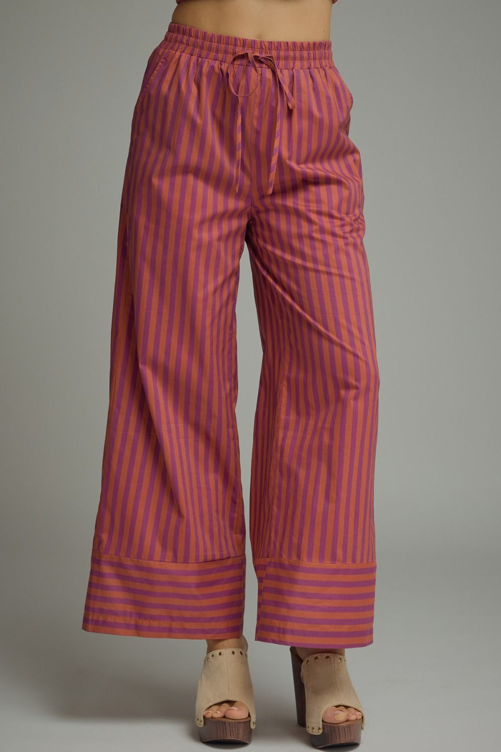 Entro Pants Striped Wide-Leg