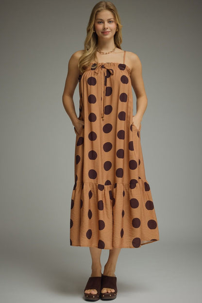 Entro Dress Polka Dot Straped Midi