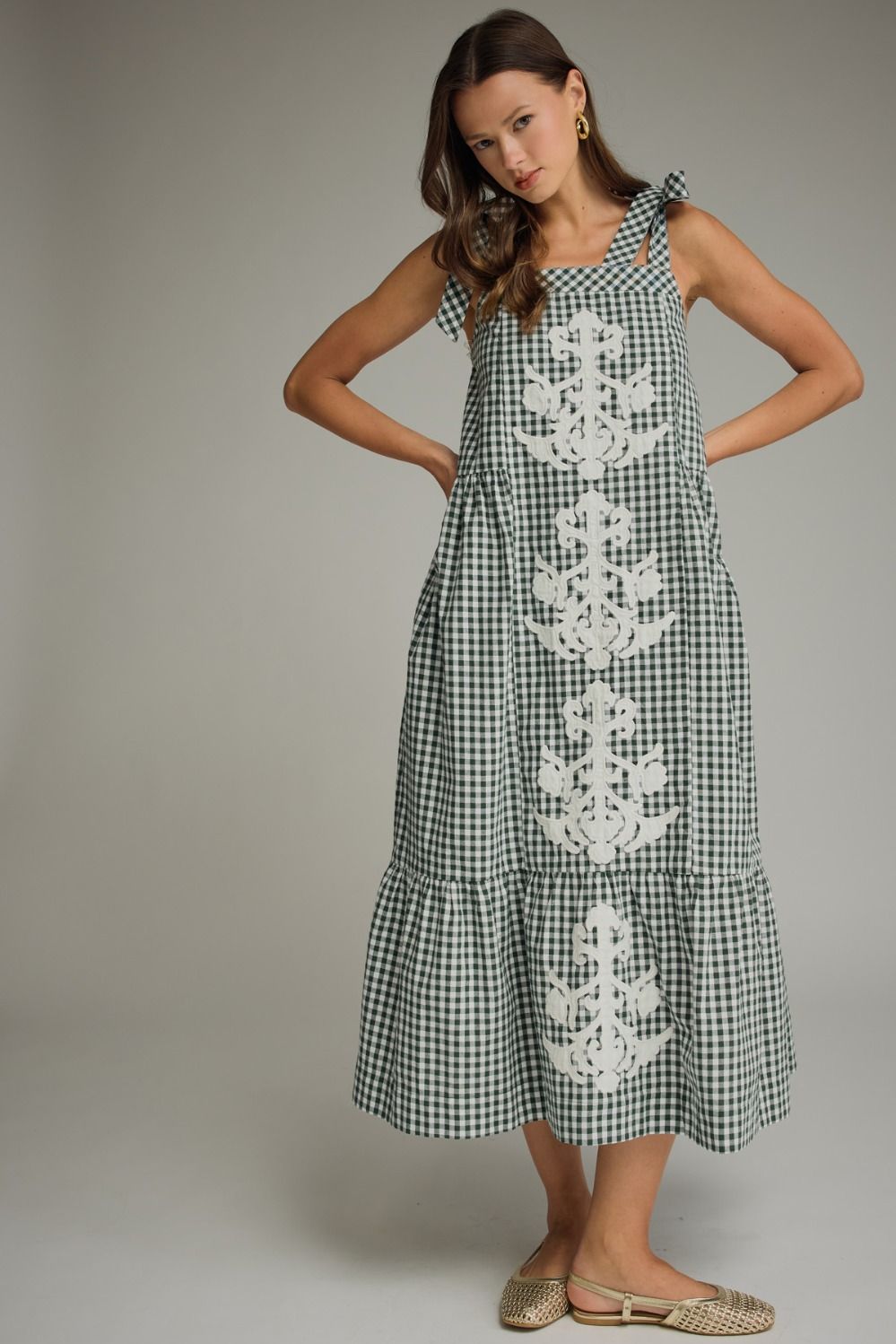 Entro Dress Gingham Sleeveless Midi