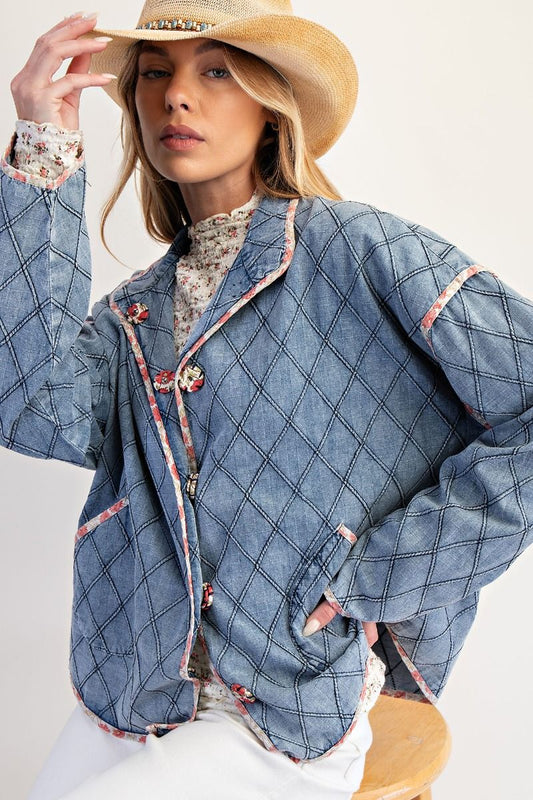 JACKET DENIM DIAMOND QUILTED