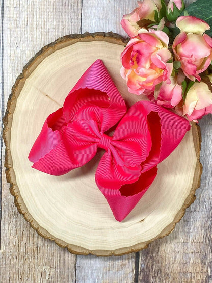 Bow Oversize Scalloped - Alligator Clip - 5.5"