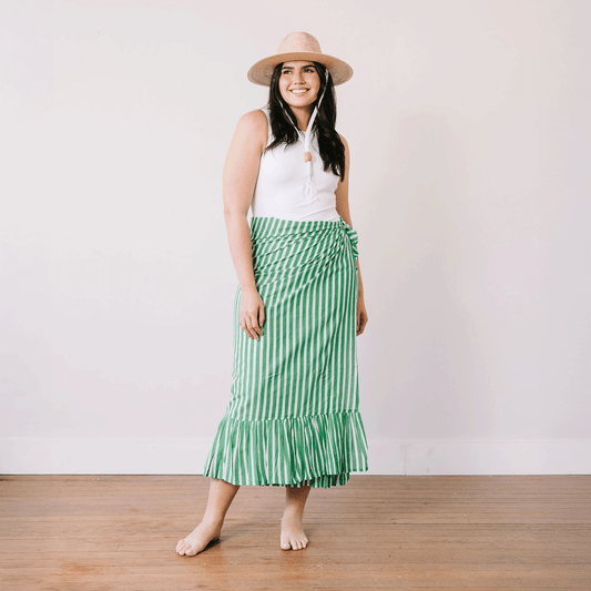 green and white stripe sarong 
