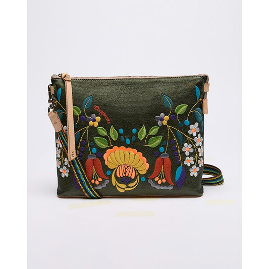 Vic Downtown Crossbody by Consuela, Dark Green Embroidered Crossbody bag 