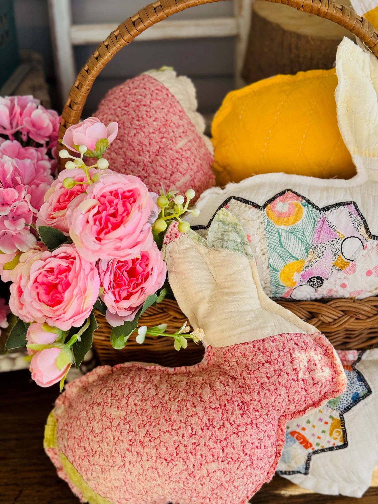 Easter Bunnies Vintage Fabric Upcycled Quilts
