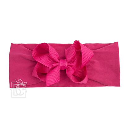 Hair Bow WIDE PANTYHOSE HEADBAND W/CLASSIC GROSGRAIN