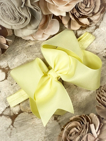Hair Bow Classic Grosgrain - Satin Headband - 4.5"