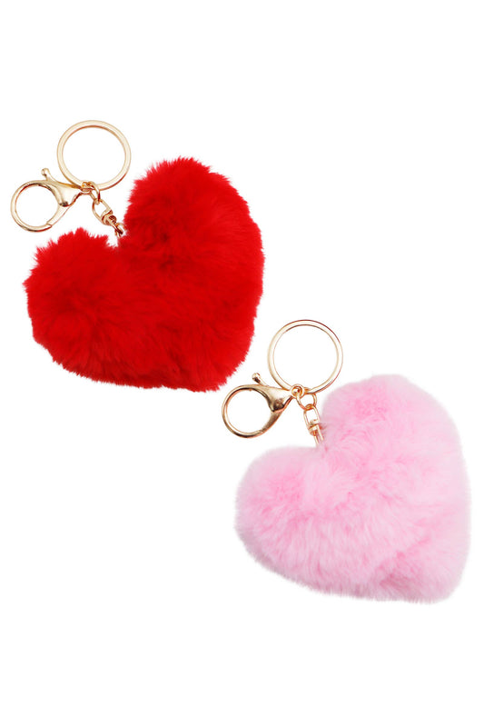 red and pink heart keychain 