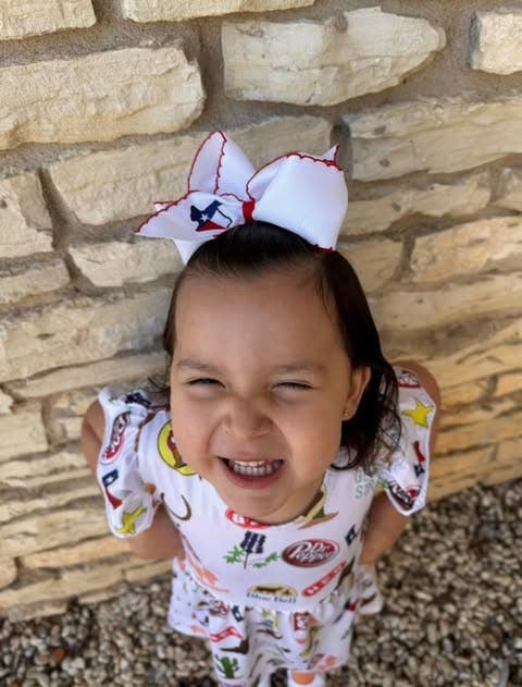 Hair Bow Texas Flag Moonstitch