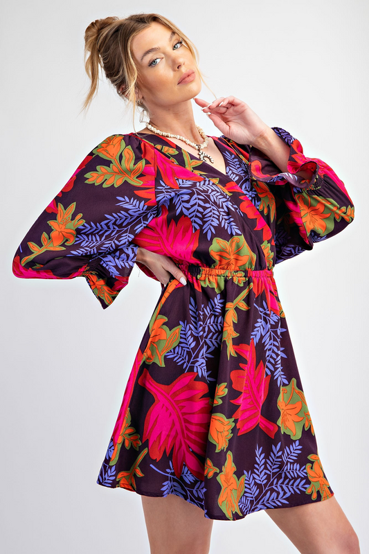 DRESS PEACH WOVEN SURPLICE