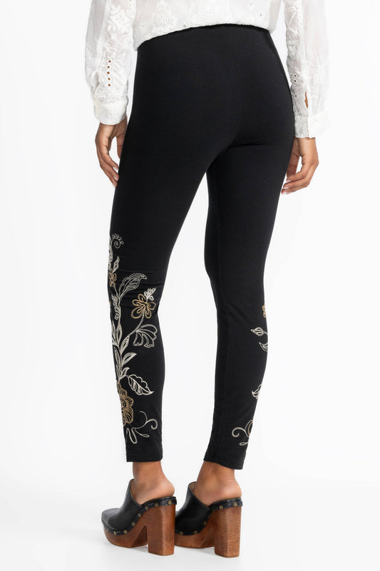 black legging with embroidery 