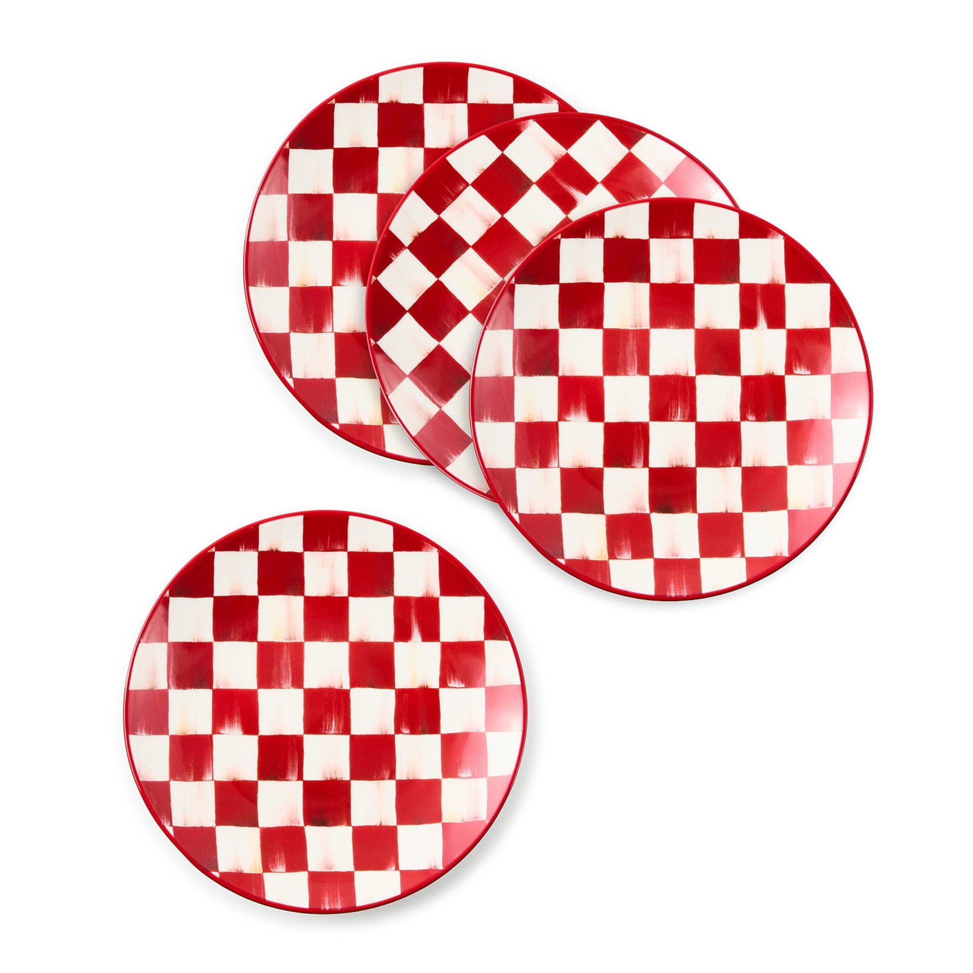 red check salad plate