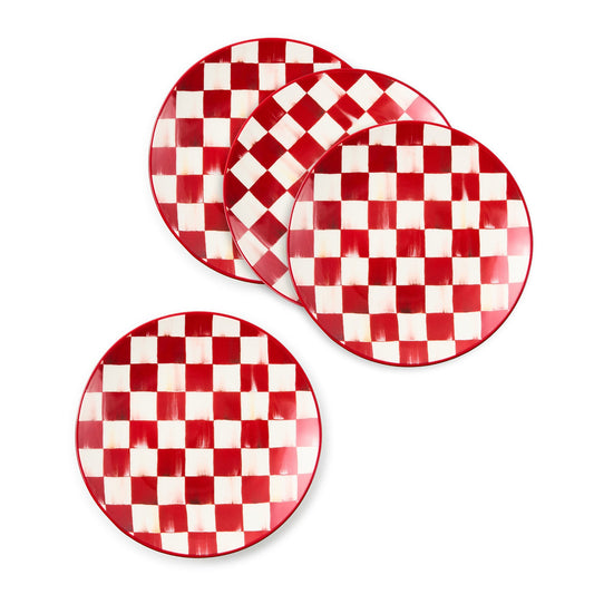 red check salad plate