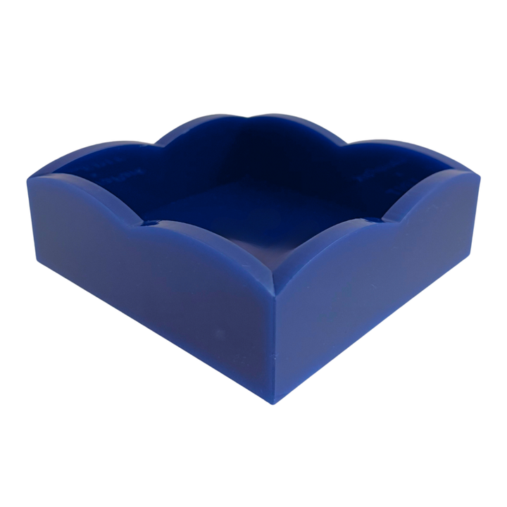 Napkin Holder Navy Palm Acrylic Scalloped Cocktail