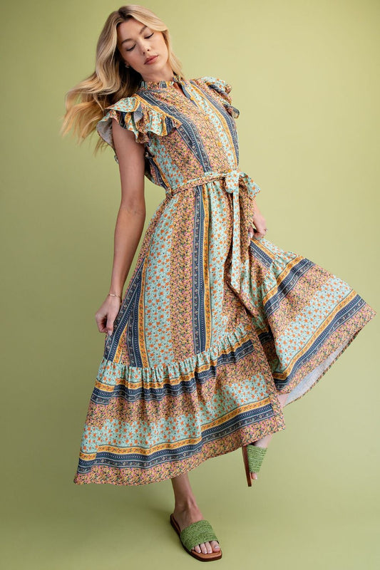 DRESS PRINTED CHALLIS MIDI DRESS