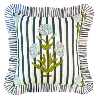 Pillow Marigold Stripes Block Print Throw Gray
