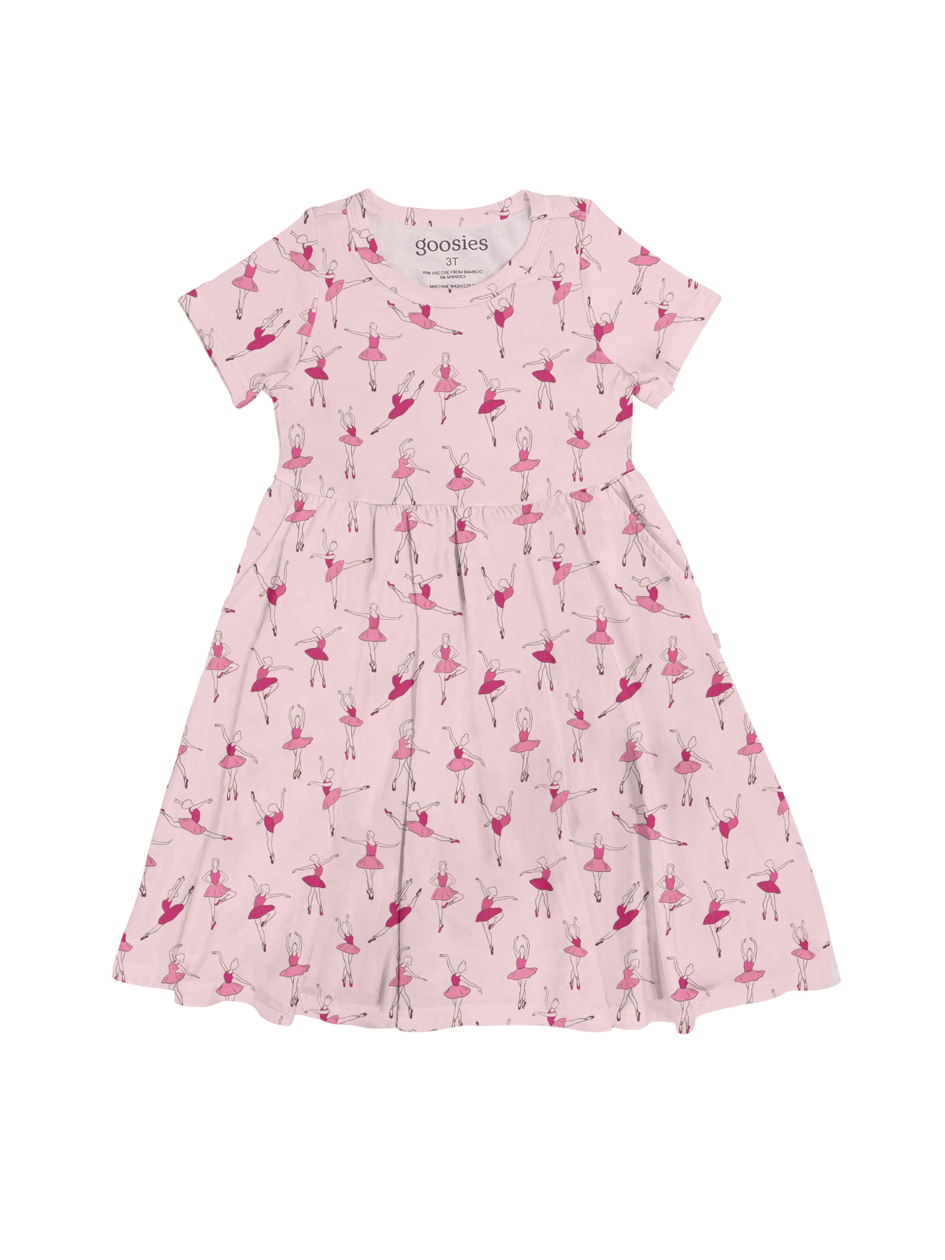short sleeve dress with ballet pattern 
