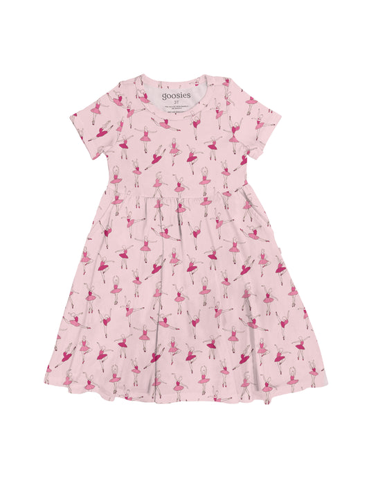short sleeve dress with ballet pattern 