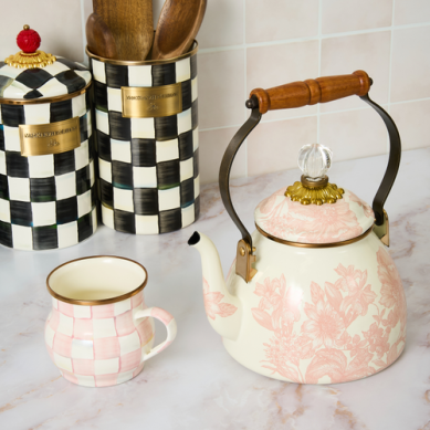 Mackenzie-Childs Rosy English Garden 2 qt Tea Kettle