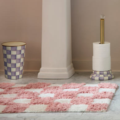 Mackenzie-Childs Bath Rug Checkerboard Pink