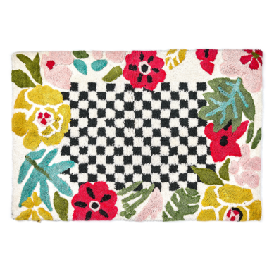 floral Mackenzie Childs bath mat 