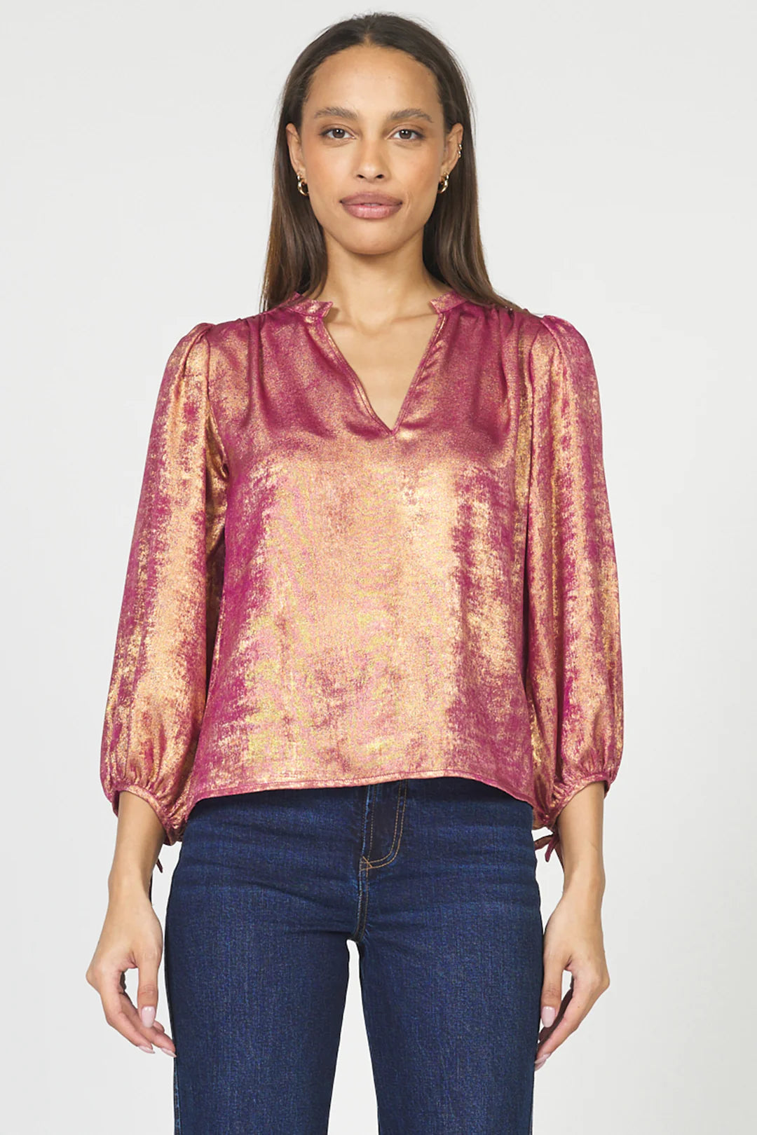 gold and fuchsia top 