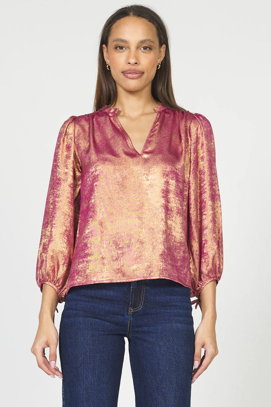 gold and fuchsia top 