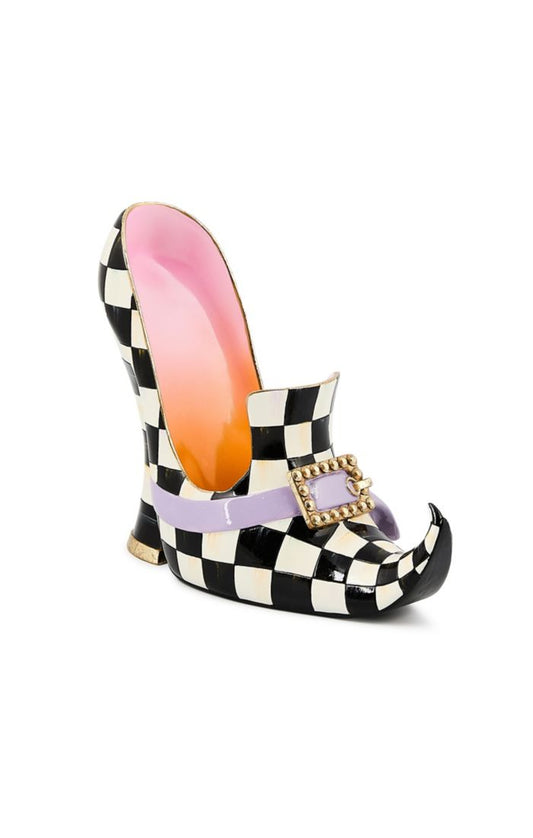 black and white check witch's shoe