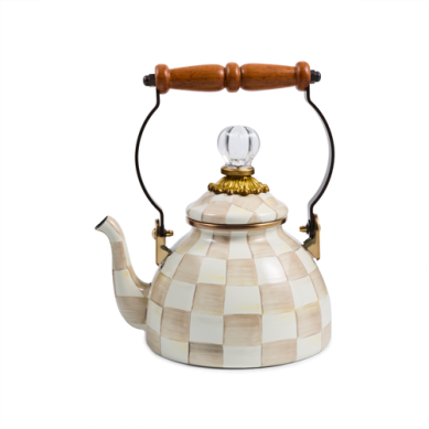 MacKenzie Childs 1 Qt Tea Kettle Mocha Check