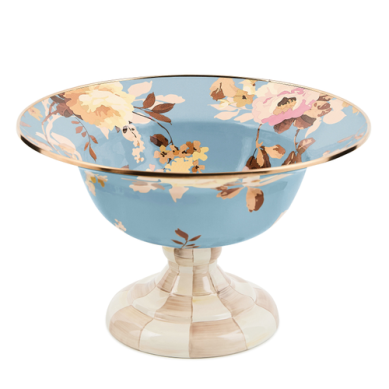 Mackenzie Childs Wild Rose Slate Large Compote Bowl