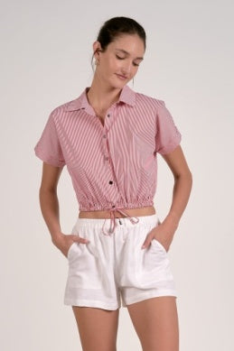 Elan Top Button Down Crop