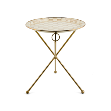 Table Accent Tilt Mocha Check Enamel