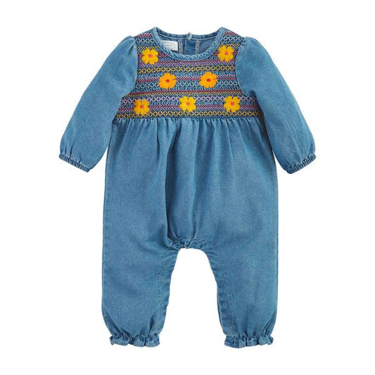 Bodysuit Smocked Denim Baby